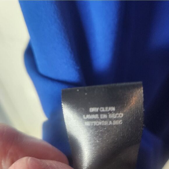 TAHARI by Arthur Levine 10 Blue Midi Stretch Crepe Shortslve Lined Knot Dress - Picture 3 of 9